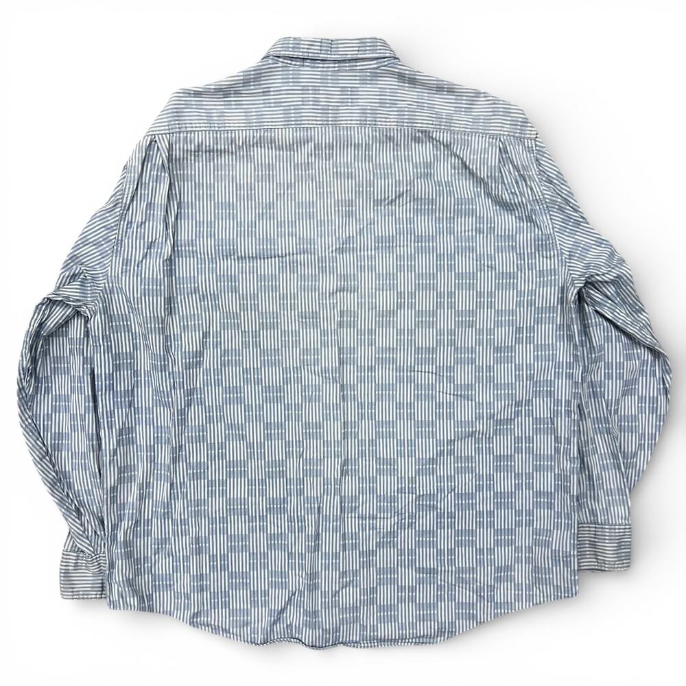 Vintage 90s Levi's Geometric Stripe Checker Button Up Shirt XL Blue Abstract - Picture 3 of 9